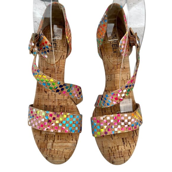 Vaneli Women’s Size 7M Multi-Color Cork Wedge Sandals With Buckle Strap - Picture 3 of 13